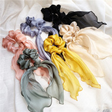 Wholesale 2021 Fashion Korean Sweet Chiffon Scrunchies Women Hair Accessories Rubber silk Hair Bands Girls